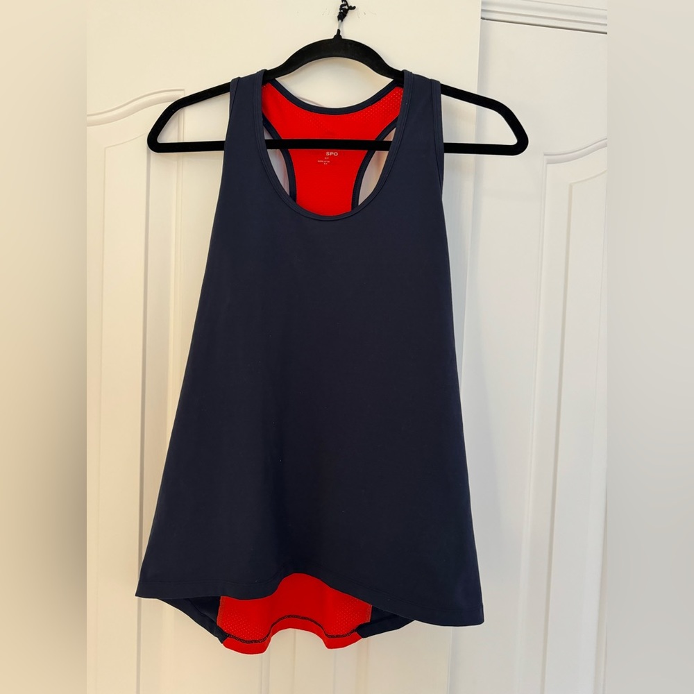 Tory Sport Racerback Tank Top in Navy and Red size S